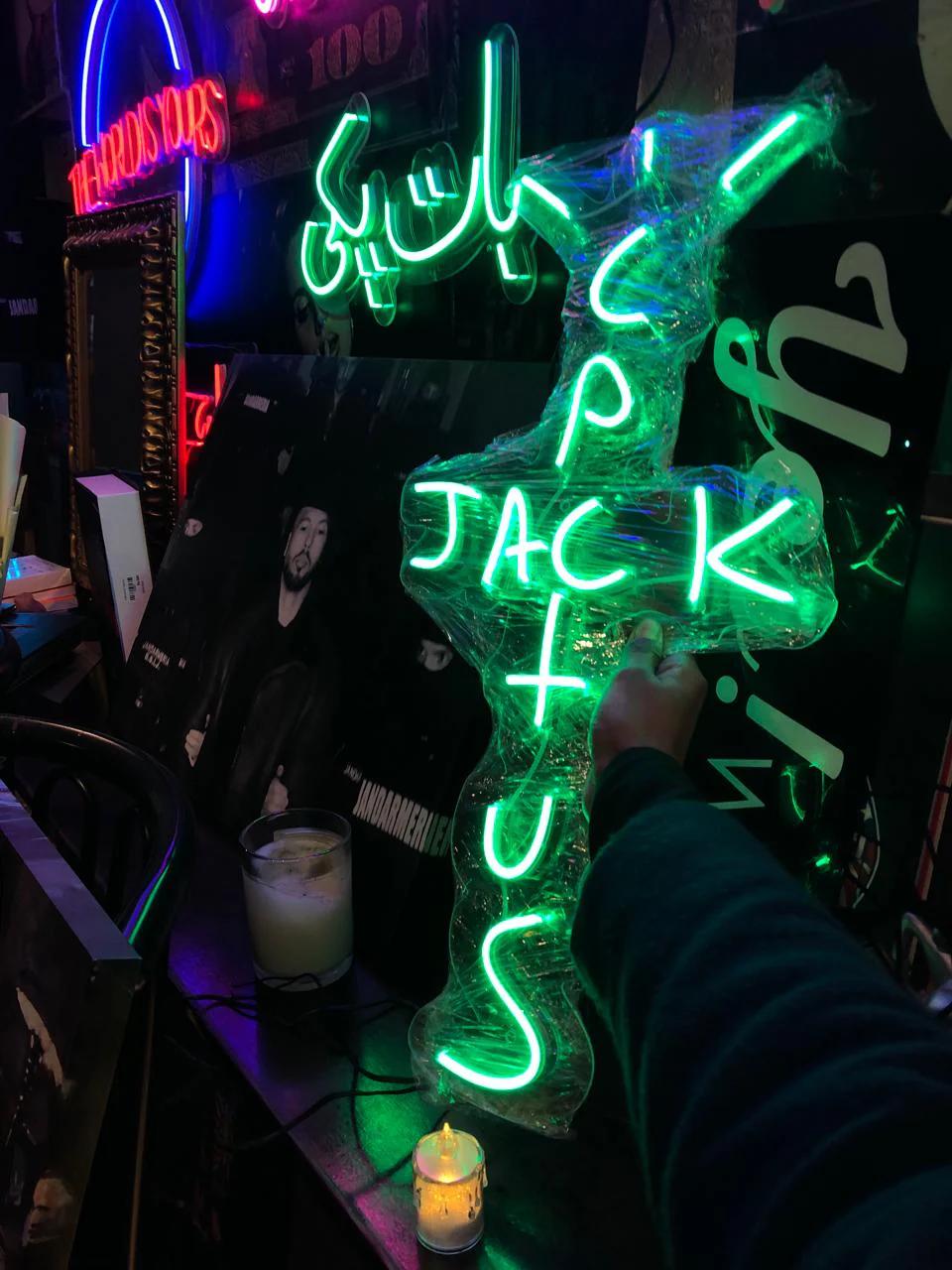 CACTUS JACK Neon Sign | Neon Light Sign for Pub Bar Wall Decoration | Rap Talking West Coast Bedroom Wall Decor |Bar Hip-Hop Pub Party Décor