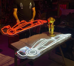 F1 Car Neon Sign - Racing Logo Neon Light for Bedroom, Bar, or Man Cave Decor