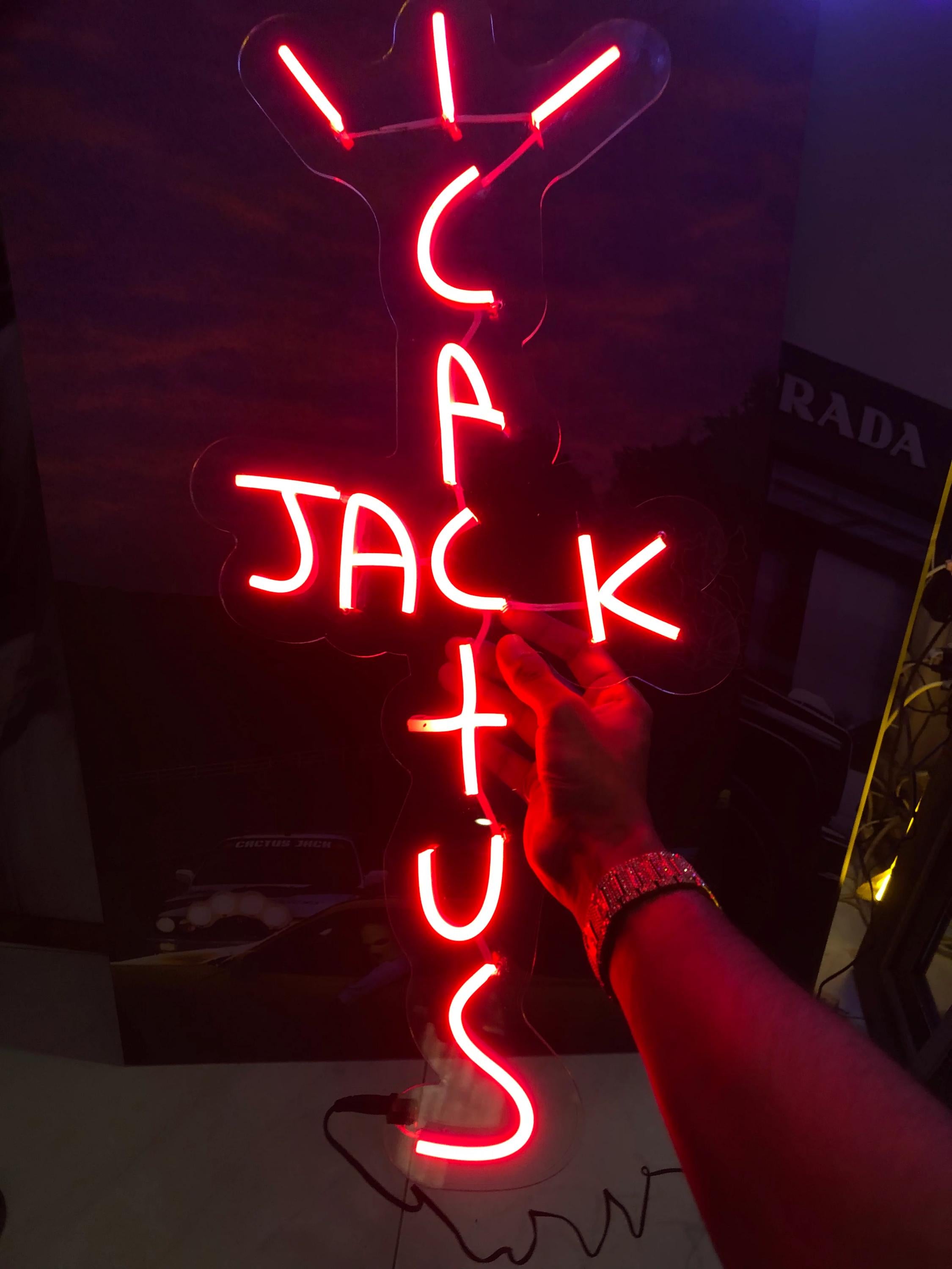 CACTUS JACK Neon Sign | Neon Light Sign for Pub Bar Wall Decoration | Rap Talking West Coast Bedroom Wall Decor |Bar Hip-Hop Pub Party Décor