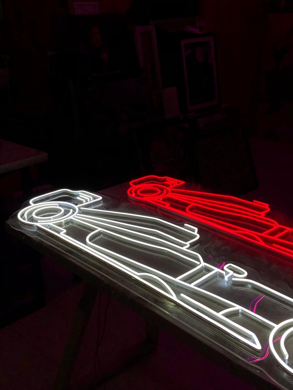 F1 Car Neon Sign - Racing Logo Neon Light for Bedroom, Bar, or Man Cave Decor