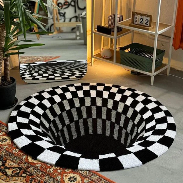3D Optical Illusion Rug – Stunning Visual Trick for Modern Home Décor – Unique Floor Mat for Living Room & Bedroom
