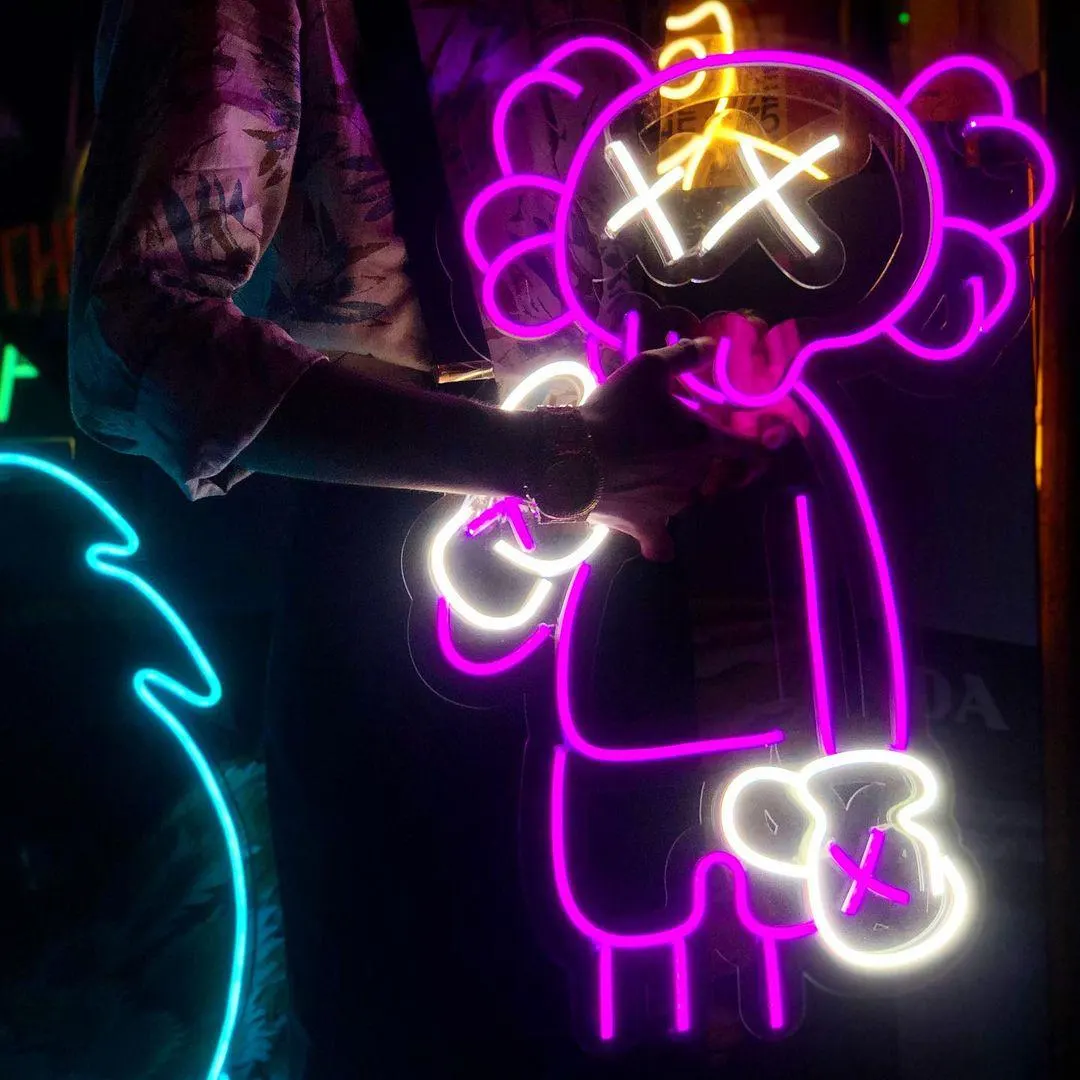 Handmade Kaws Neon Sign | Kaws Led Neon | Kaws Sign | Anime Neon Sign | Kaws Gift For Children |Room Decor |Kaws Wall Art |Decor | Kaws Gift