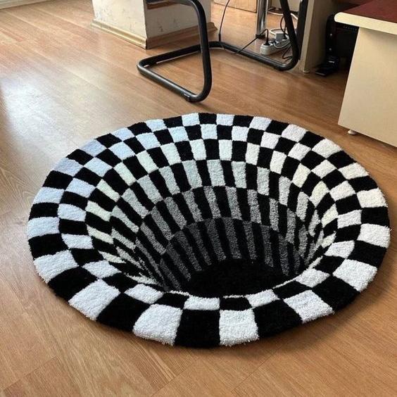 3D Optical Illusion Rug – Stunning Visual Trick for Modern Home Décor – Unique Floor Mat for Living Room & Bedroom