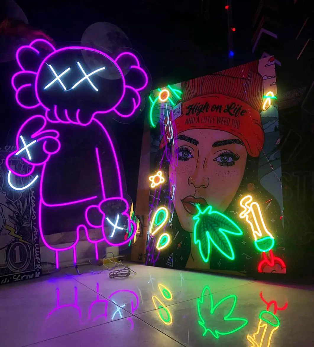 Handmade Kaws Neon Sign | Kaws Led Neon | Kaws Sign | Anime Neon Sign | Kaws Gift For Children |Room Decor |Kaws Wall Art |Decor | Kaws Gift