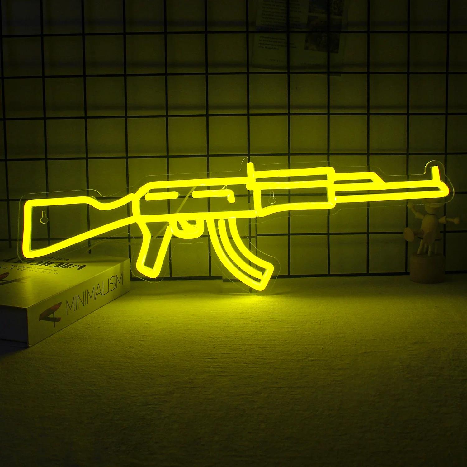 Ak5 Gun Neon Sign | Gangster Led Neon Sign | Gaming Decor |Room Decor | Custom Gun Neon Sign |Gift For Him | Custom Neon Sign |Ak5 Neon Sign