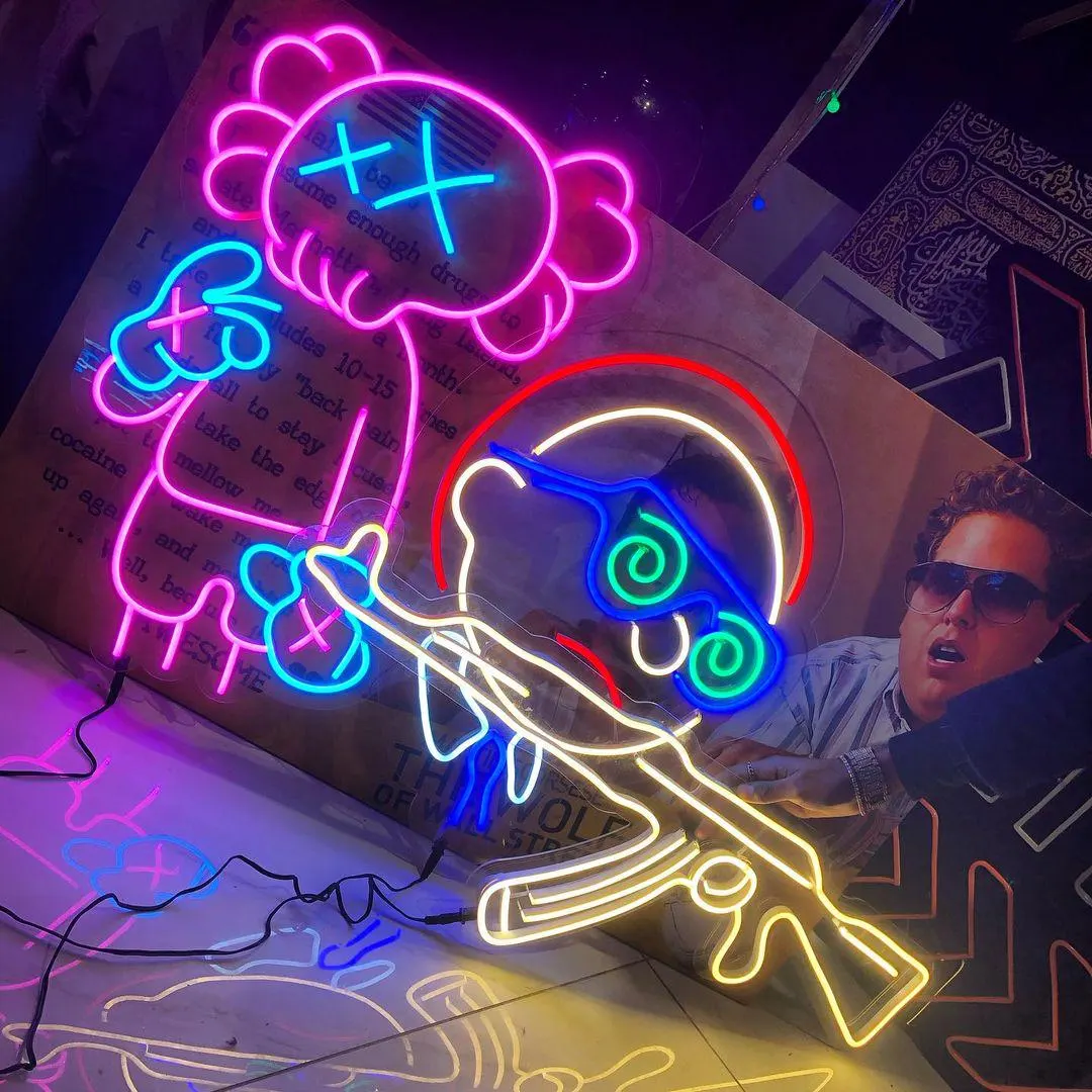 Handmade Kaws Neon Sign | Kaws Led Neon | Kaws Sign | Anime Neon Sign | Kaws Gift For Children |Room Decor |Kaws Wall Art |Decor | Kaws Gift