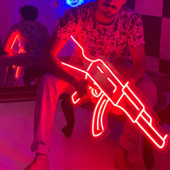 Ak5 Gun Neon Sign | Gangster Led Neon Sign | Gaming Decor |Room Decor | Custom Gun Neon Sign |Gift For Him | Custom Neon Sign |Ak5 Neon Sign