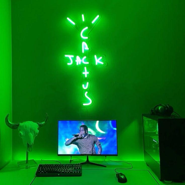 CACTUS JACK Neon Sign | Neon Light Sign for Pub Bar Wall Decoration | Rap Talking West Coast Bedroom Wall Decor |Bar Hip-Hop Pub Party Décor