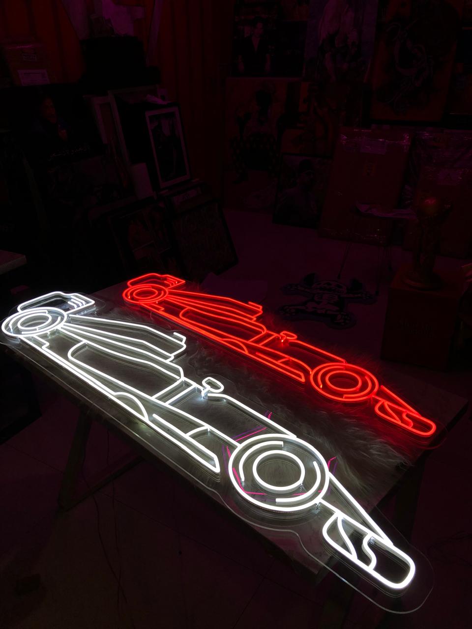 F1 Car Neon Sign - Racing Logo Neon Light for Bedroom, Bar, or Man Cave Decor