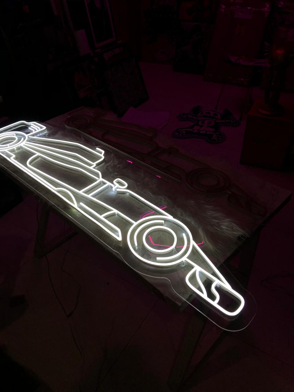 F1 Car Neon Sign - Racing Logo Neon Light for Bedroom, Bar, or Man Cave Decor