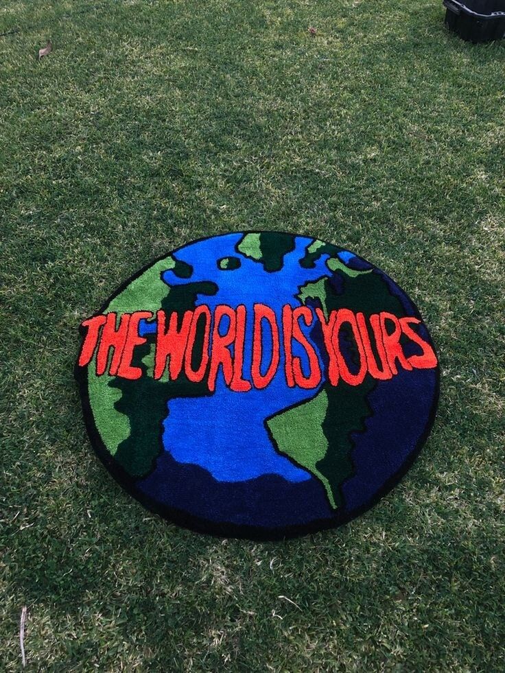 Handmade Custom Planet Earth Tufted Rug – 'The World is Yours' Carpet, Unique Globe-Inspired Décor