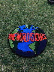 Handmade Custom Planet Earth Tufted Rug – 'The World is Yours' Carpet, Unique Globe-Inspired Décor