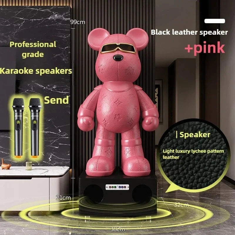 Violent Bear Smart Floor Ornament | Bluetooth Speaker, Piggy Bank & Interior Decor | KTV Style Large Resin Sculpture