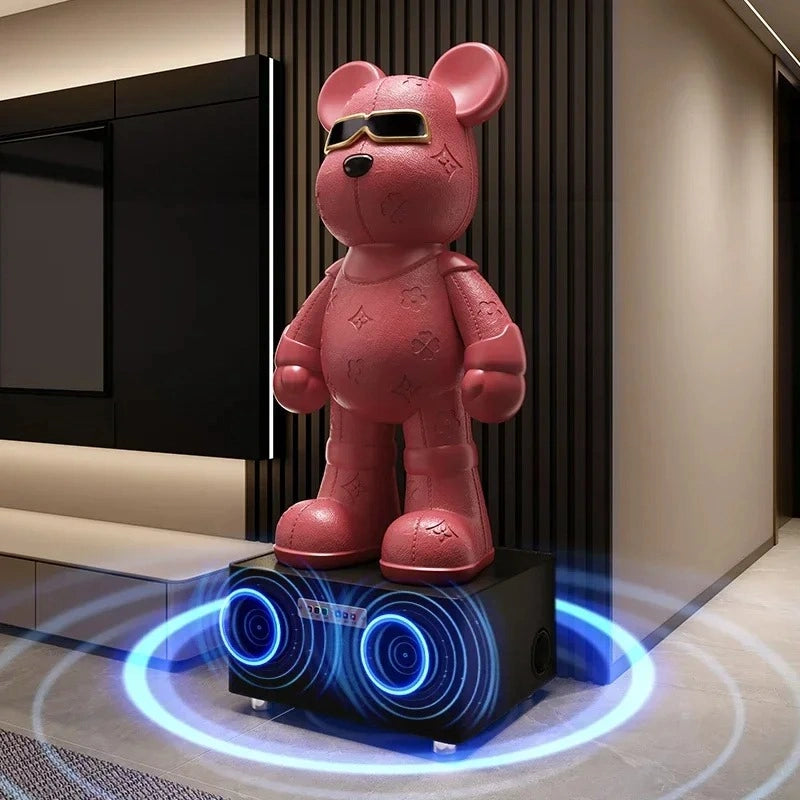 Violent Bear Smart Floor Ornament | Bluetooth Speaker, Piggy Bank & Interior Decor | KTV Style Large Resin Sculpture