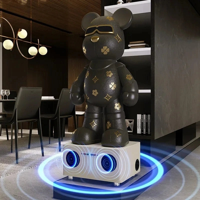 Violent Bear Smart Floor Ornament | Bluetooth Speaker, Piggy Bank & Interior Decor | KTV Style Large Resin Sculpture