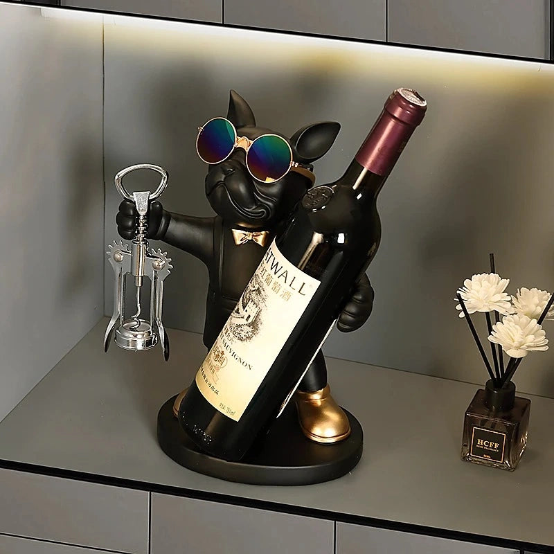 French Bulldog Wine Holder – Resin Dog Statue for Home & Bar Decor