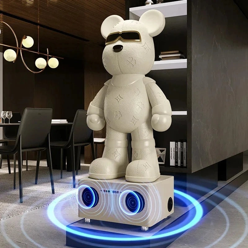 Violent Bear Smart Floor Ornament | Bluetooth Speaker, Piggy Bank & Interior Decor | KTV Style Large Resin Sculpture