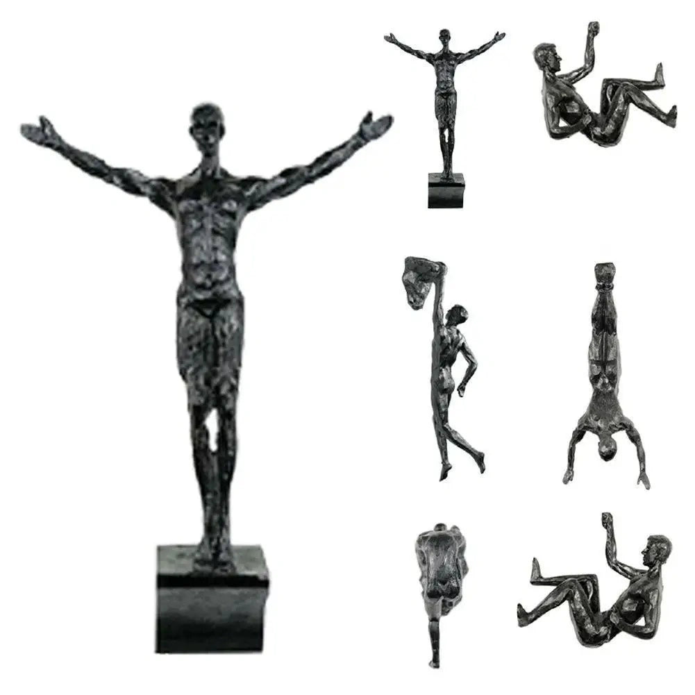 Athlete Rock Climbing Resin Background Wall Hanging Decoration Sculpture Statue Retro Figures Present Decorations New 2025