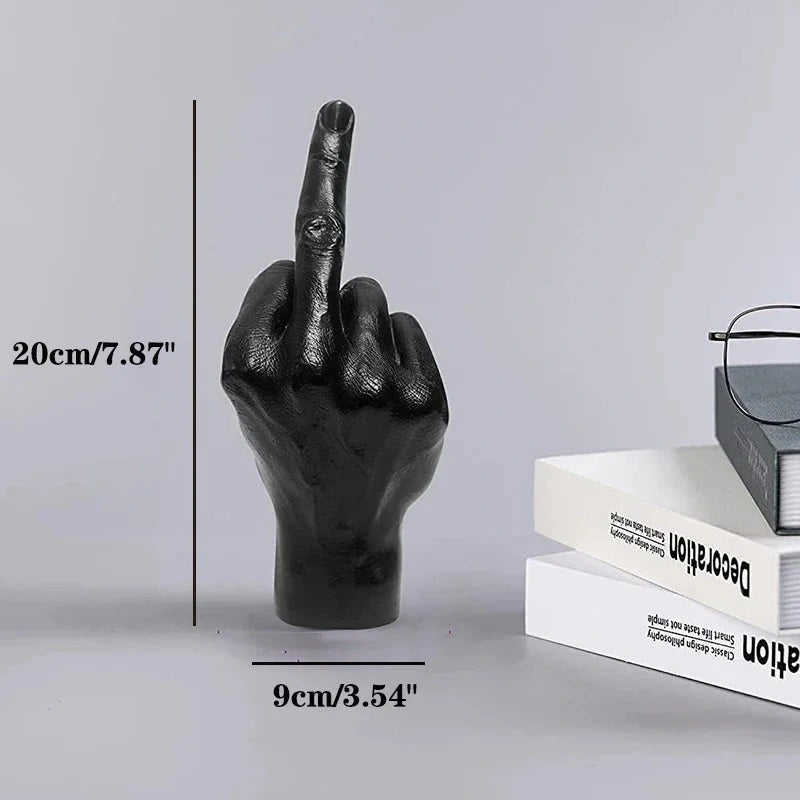 Bold Resin Middle Finger Statue | Gesture Figurine Desktop Decor | Modern Art Sculpture