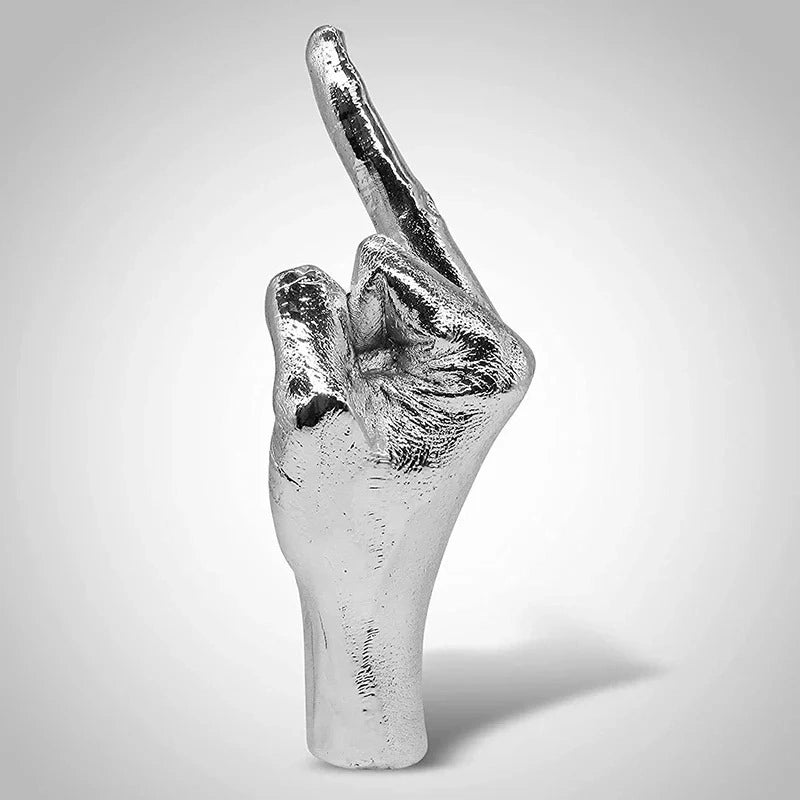 Bold Resin Middle Finger Statue | Gesture Figurine Desktop Decor | Modern Art Sculpture
