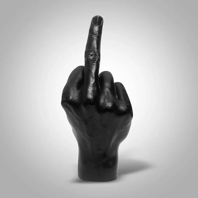 Bold Resin Middle Finger Statue | Gesture Figurine Desktop Decor | Modern Art Sculpture